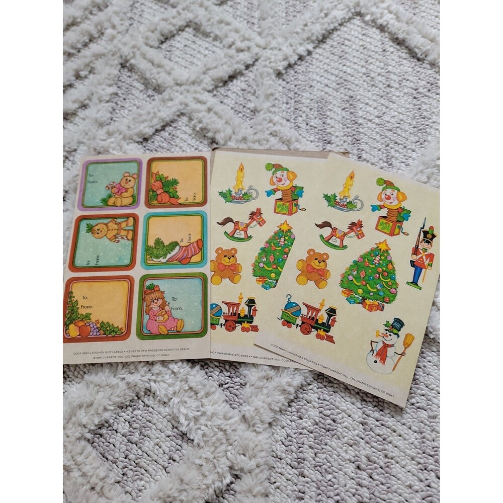 Vintage 1980 Current Christmas Stickers 3 Pages